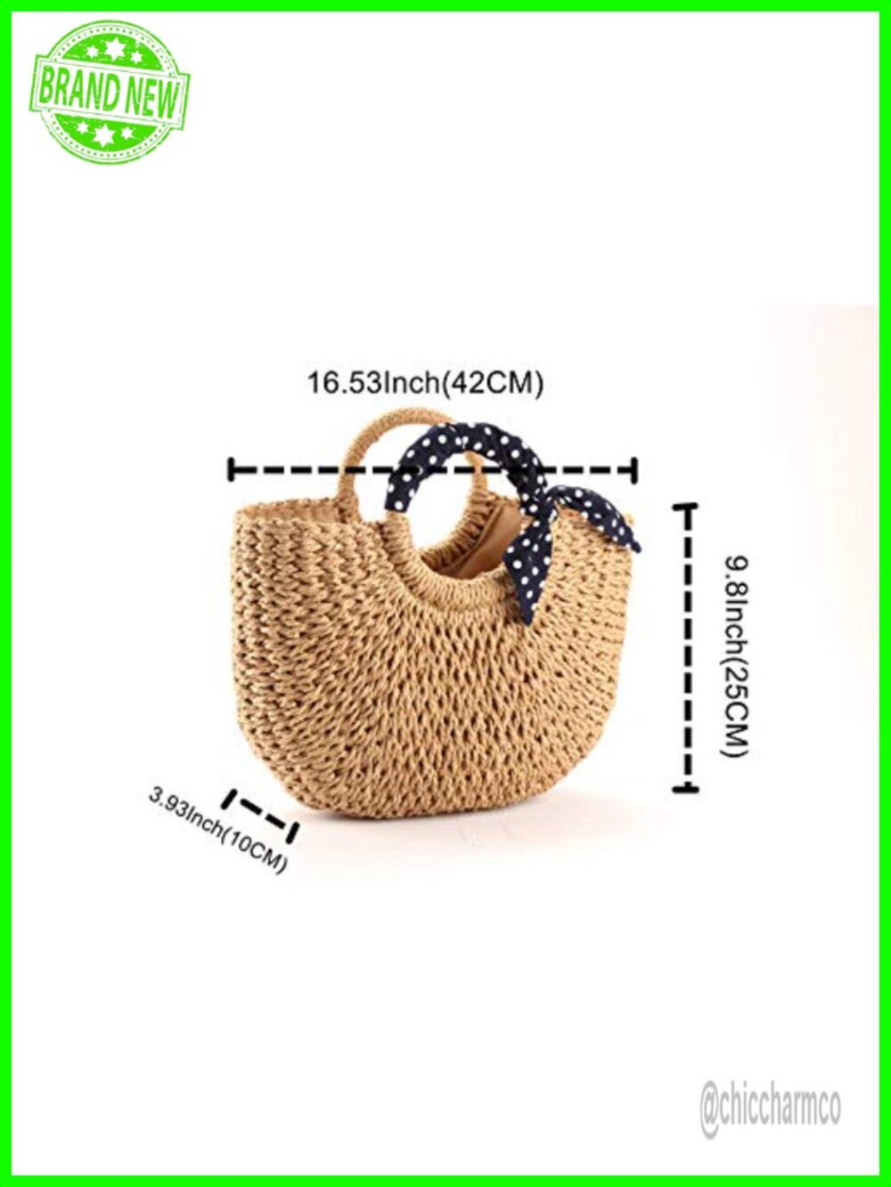 Handmade Straw Tote Bag Large Woven Beach Bag Women's Handbag - Picture 4 of 6